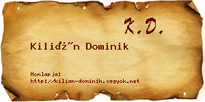 Kilián Dominik névjegykártya