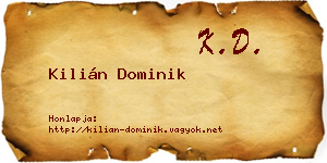 Kilián Dominik névjegykártya